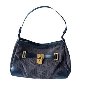 Y2K Ralph Lauren Black Canvas and Leather monogram Shoulder Bag